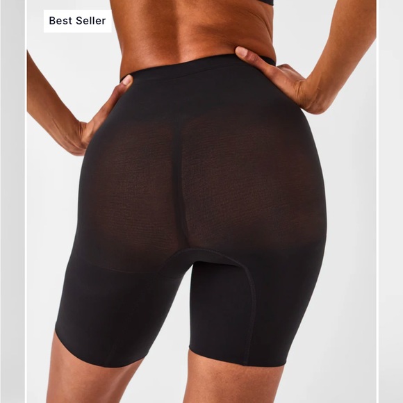 SPANX Seamless Power Mid-Thigh Shorts Shapewear in Black: Sz M - Picture 3 of 7